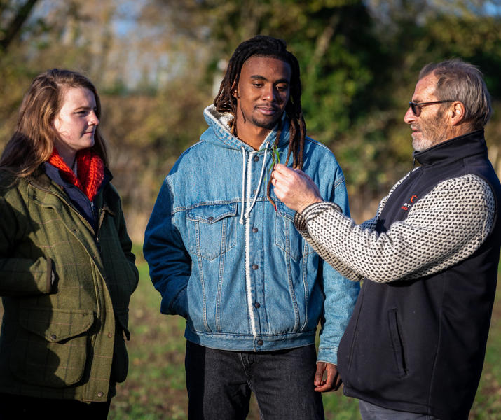 Male And Female Student And Lecturer Checking Crop Health