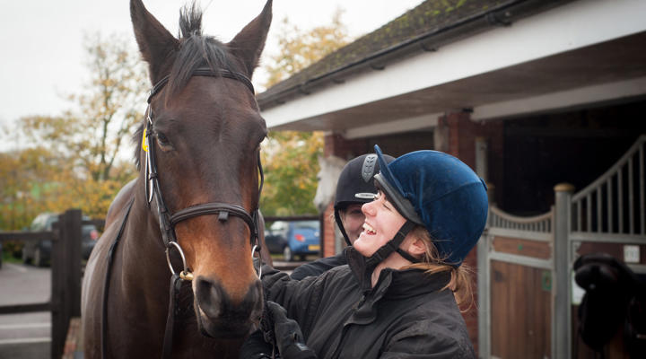 Student And Horse In Yard