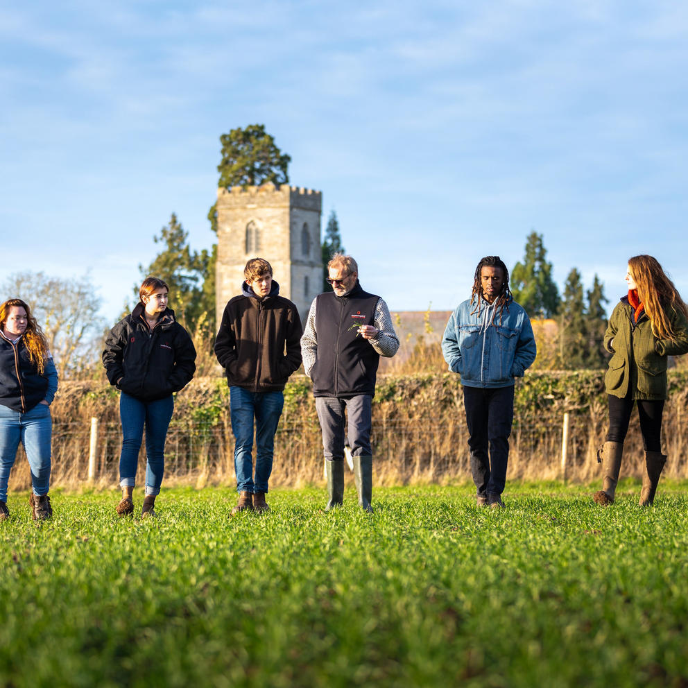 Students And Lecturer On Crop Walk