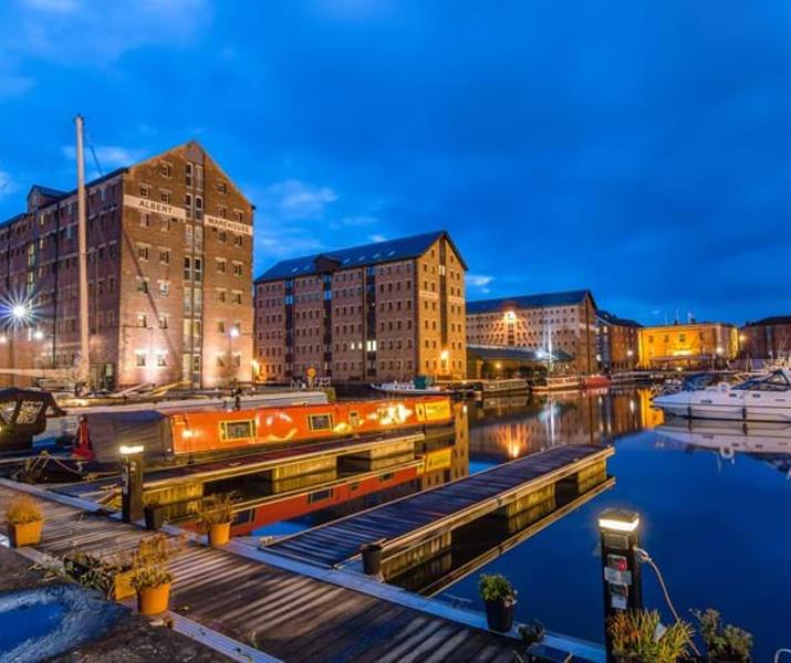 Gloucester Docks at night time